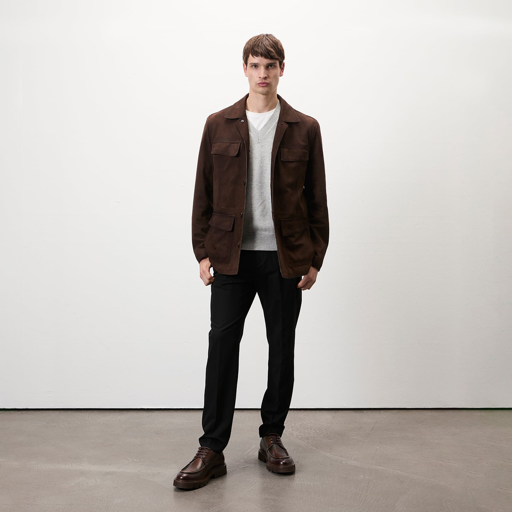 Arnie Kahve Erkek Süet Deri Ceket