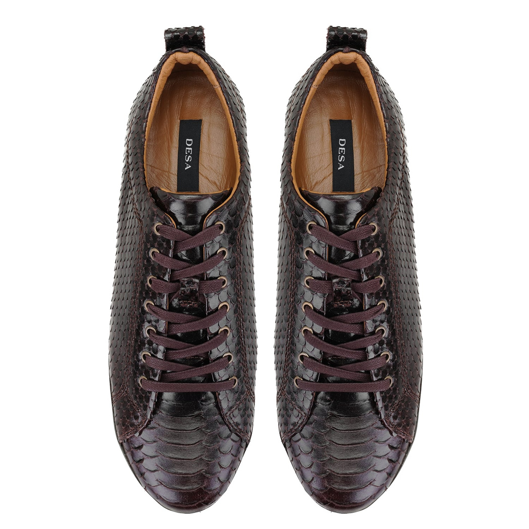 Arthur Kahve Erkek Piton Baskılı Deri Spor Ayakkabı