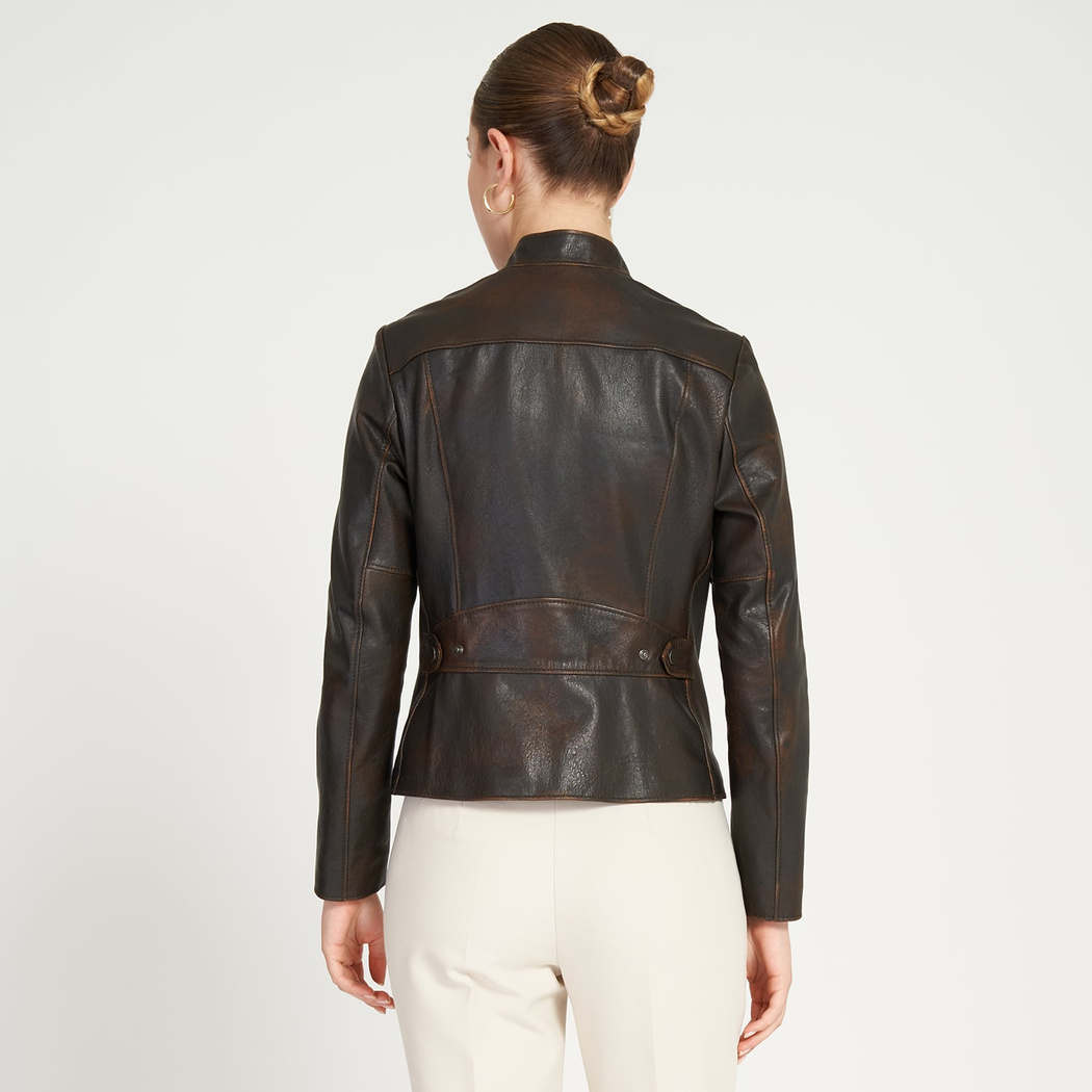 Audrey Kahve Kadın Deri Ceket