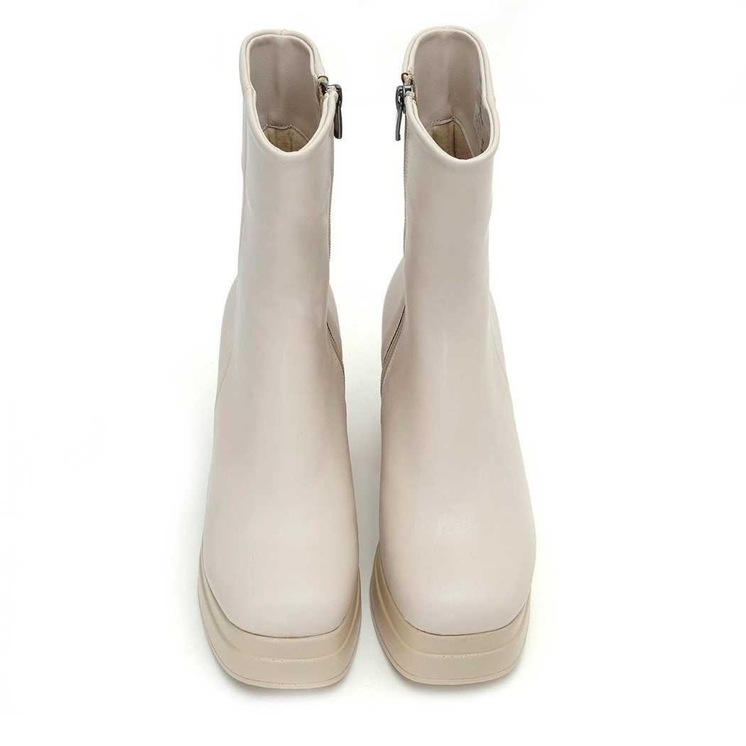 Aurel Krem Kadin Platform Topuklu Bot