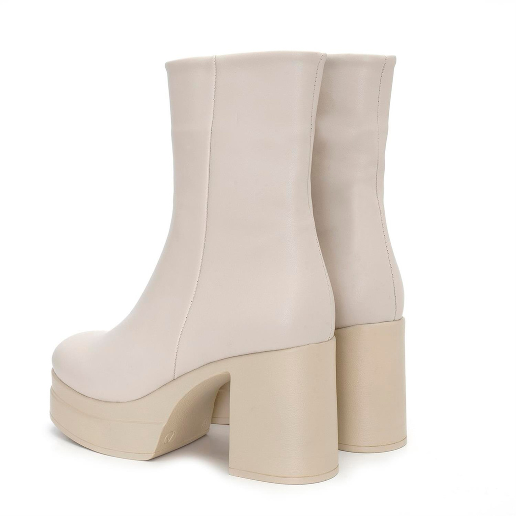 Aurel Krem Kadin Platform Topuklu Bot
