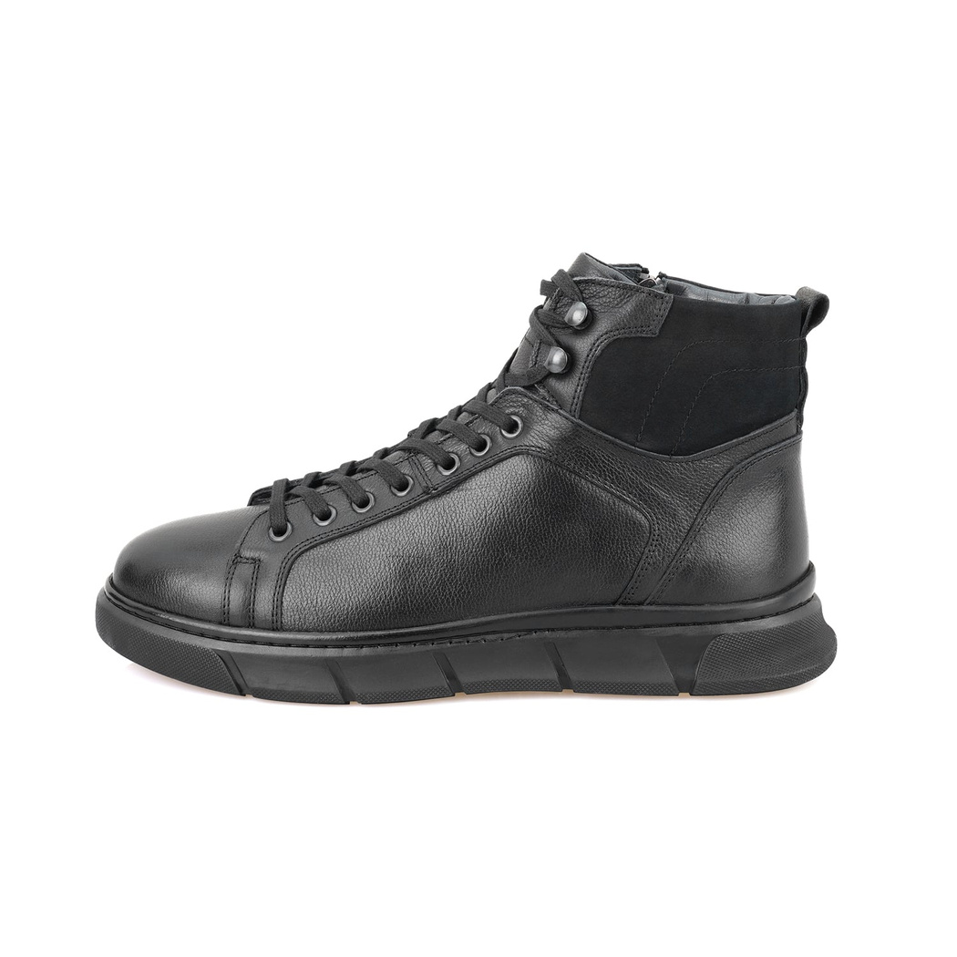 Axel Siyah Erkek Fermuarlı Deri Bot
