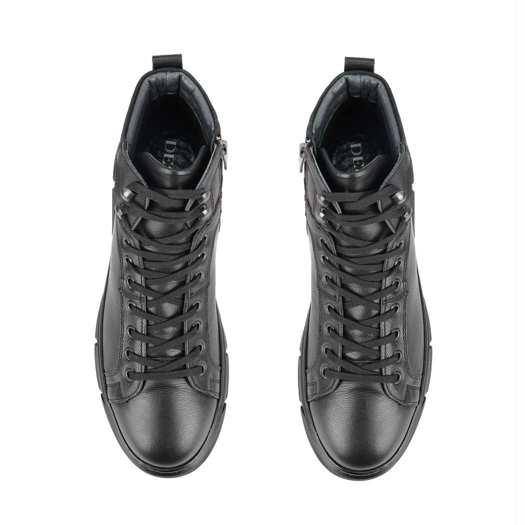 Axel Siyah Erkek Fermuarlı Deri Bot