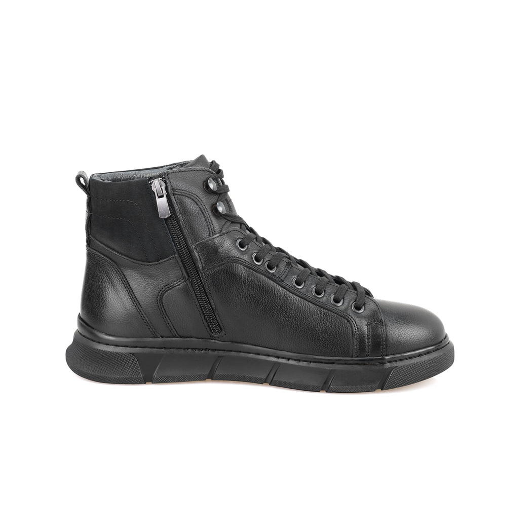 Axel Siyah Erkek Fermuarlı Deri Bot