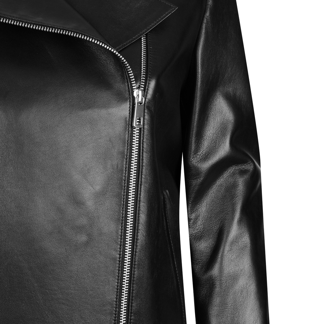 Ayunli Siyah Kadın Biker Deri Ceket