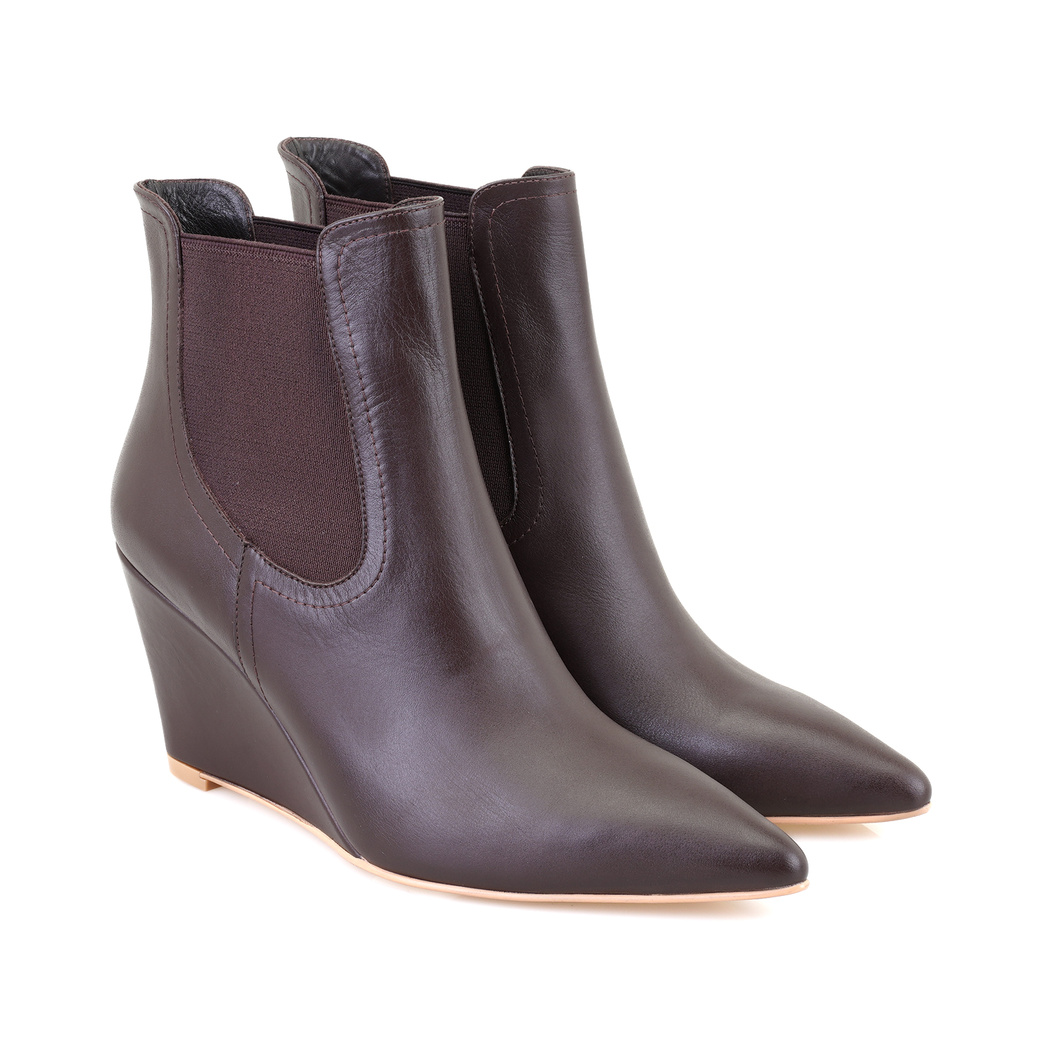 Azalea Kahve Kadın Lastikli Topuklu Deri Bot