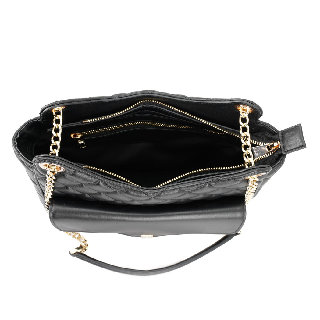 Azaliya Siyah Kadın Kapitone Deri Omuz Çantası