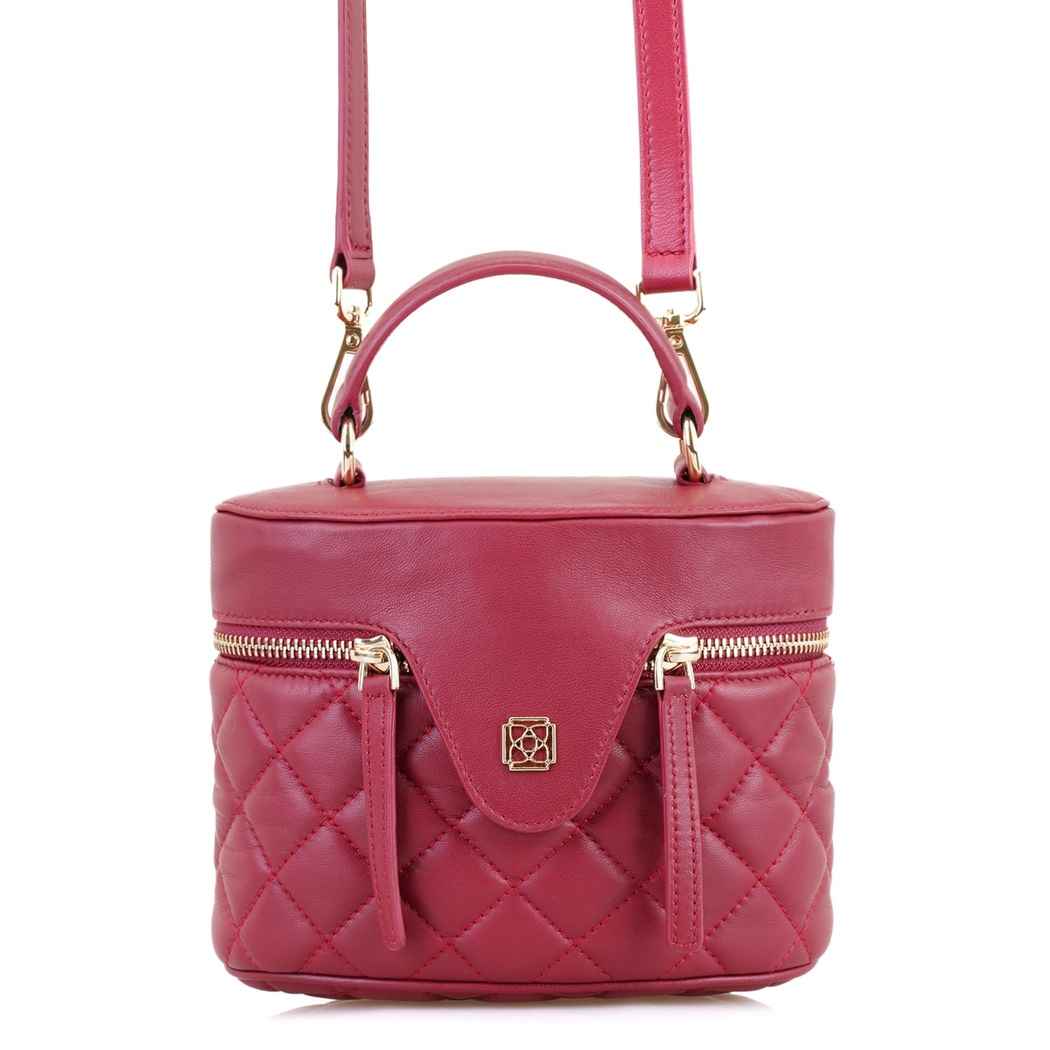 Azelie Bordo Kadın Kapitone Deri El Çantası