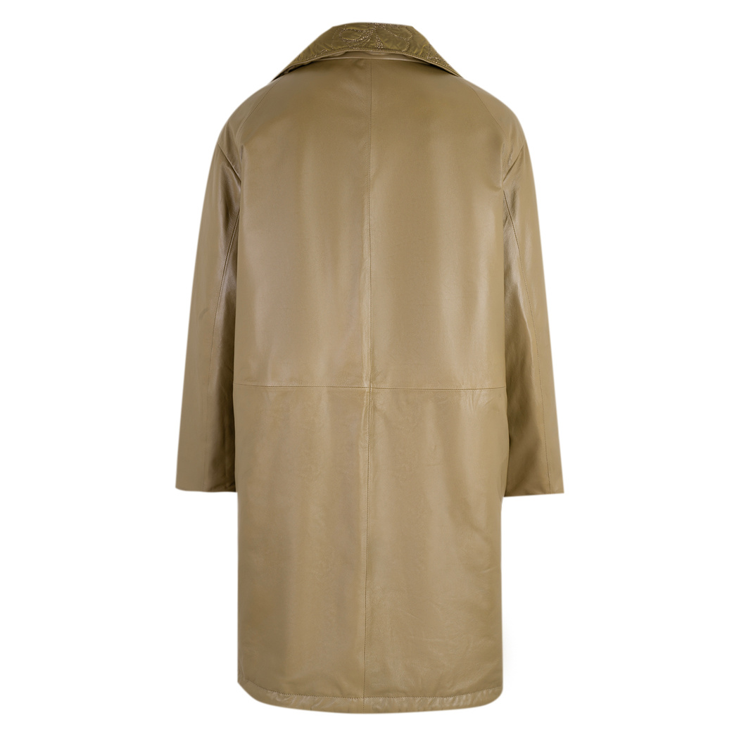 Azia Haki Kadın Çift Taraflı Deri Trençkot