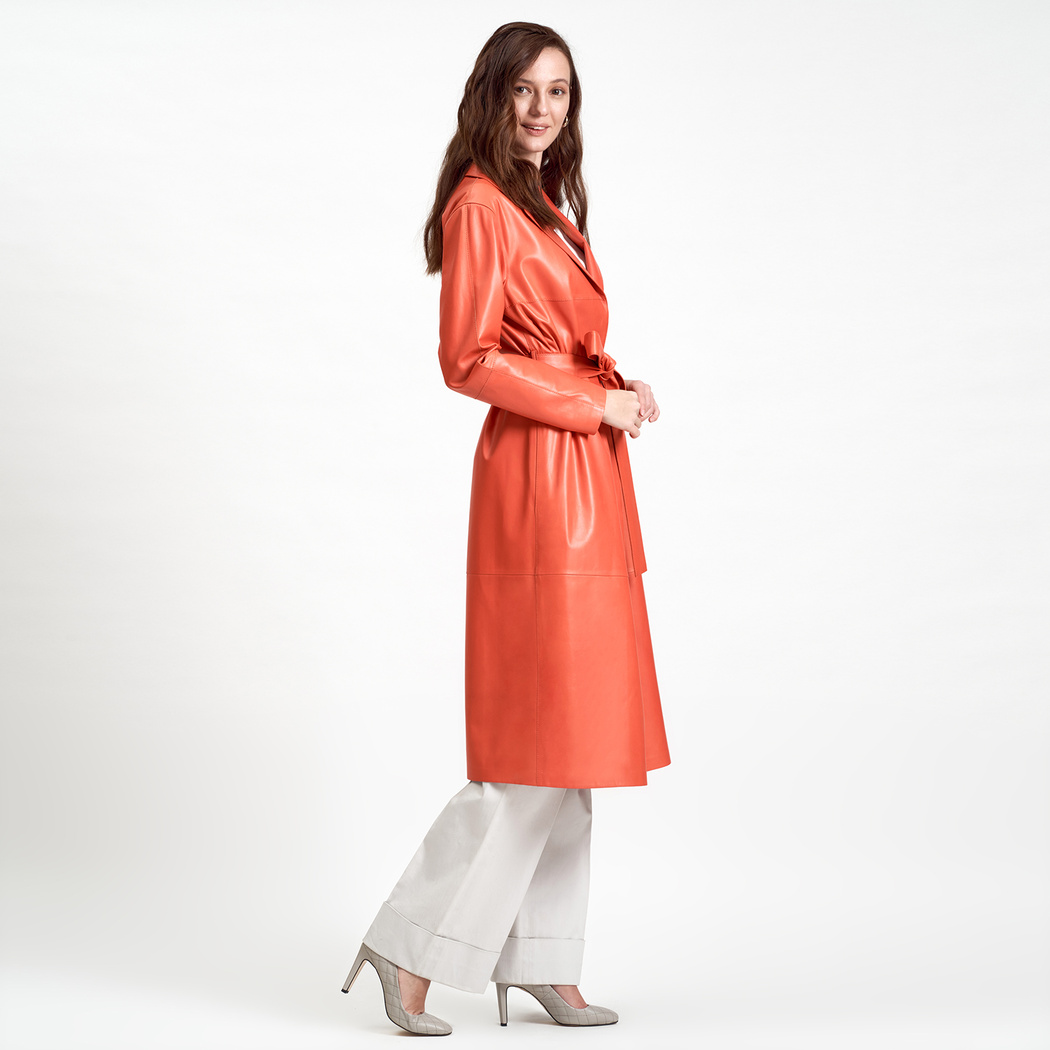 Aziza Kadın Deri Uzun Trençkot