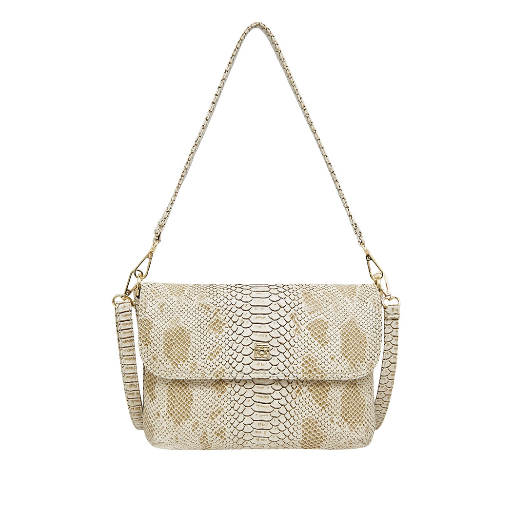 Bej Betty Kadın Egzotik Baskılı Deri Omuz Çantası