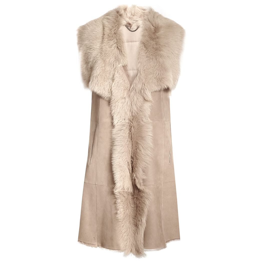 Bej Bibiana Kadın Kürk Yelek