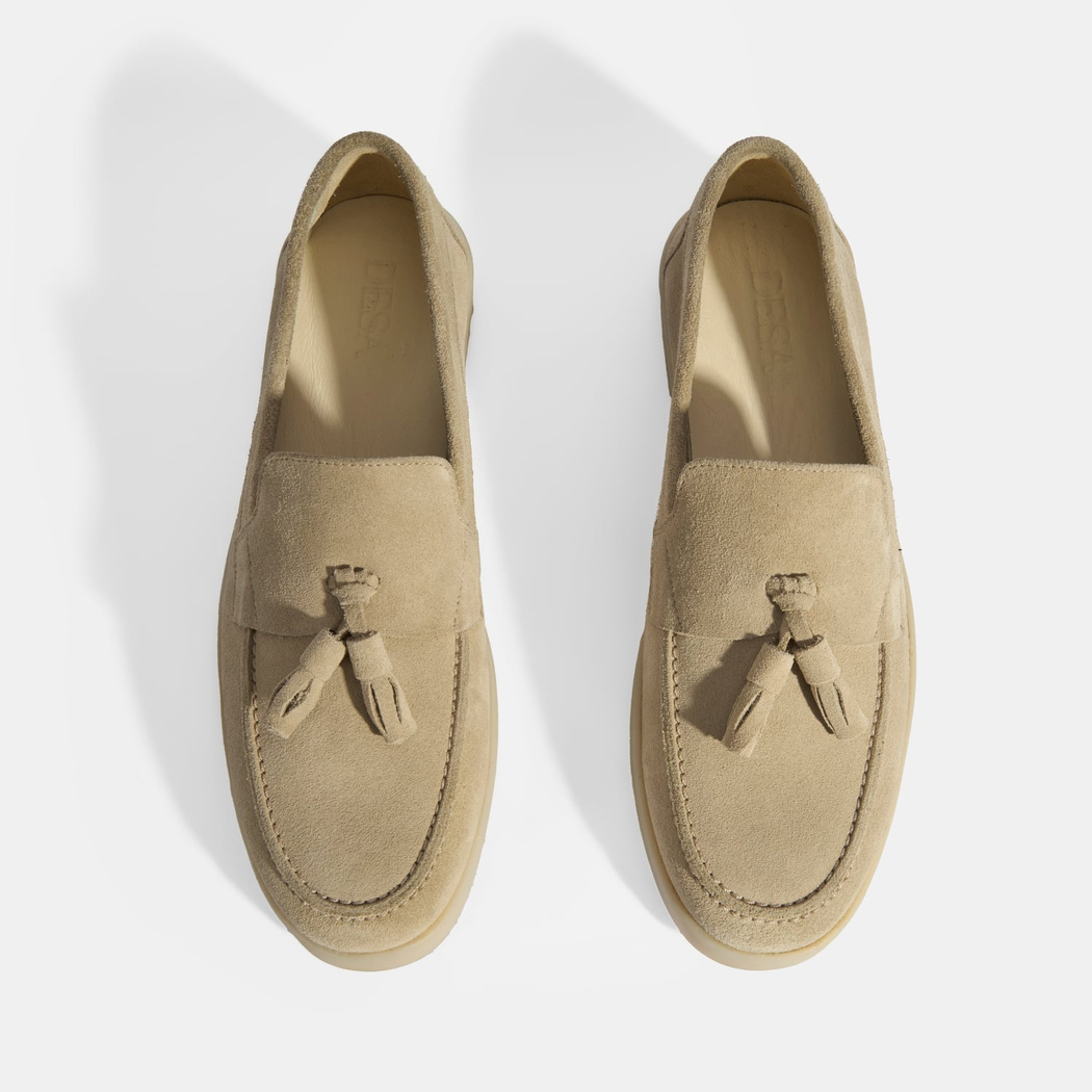 Bej Erkek Süet Püsküllü Loafer