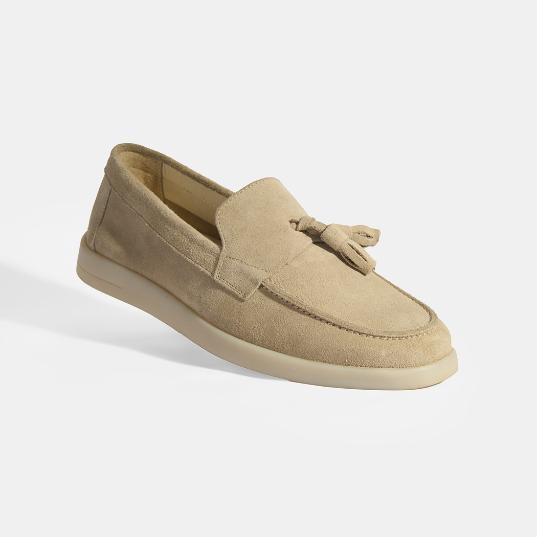 Bej Erkek Süet Püsküllü Loafer