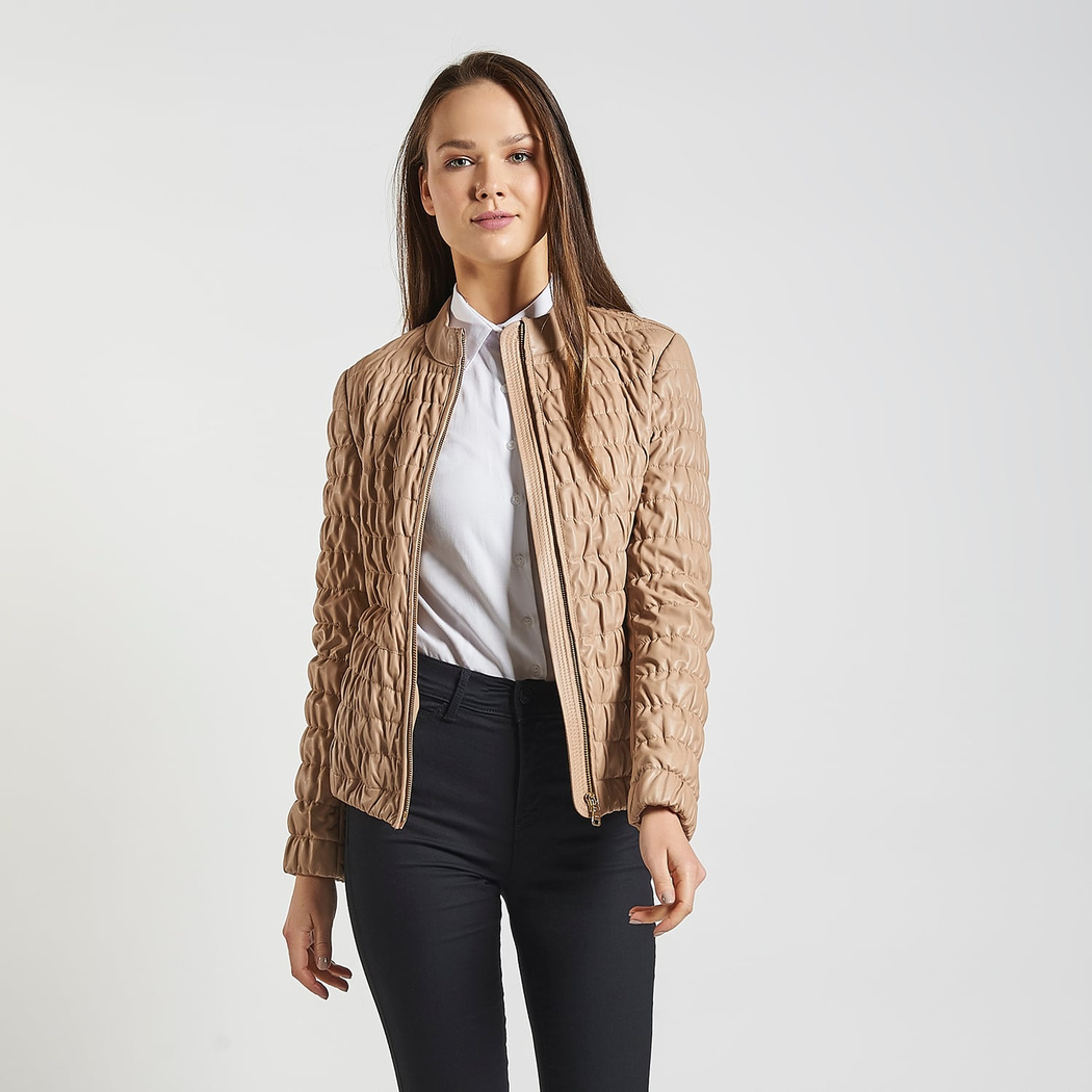 Bej Fernanda Kadın Deri Mont