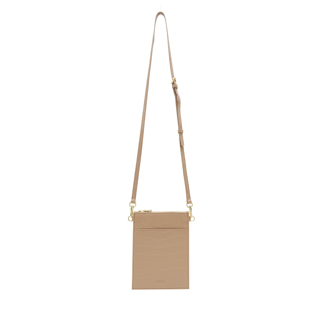 Bej Kadın Kroko Baskılı Telefon Çantası