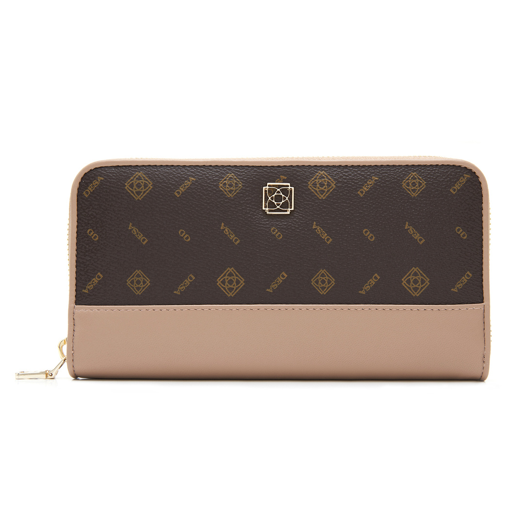 Bej Kadın Monogram Deri Cüzdan