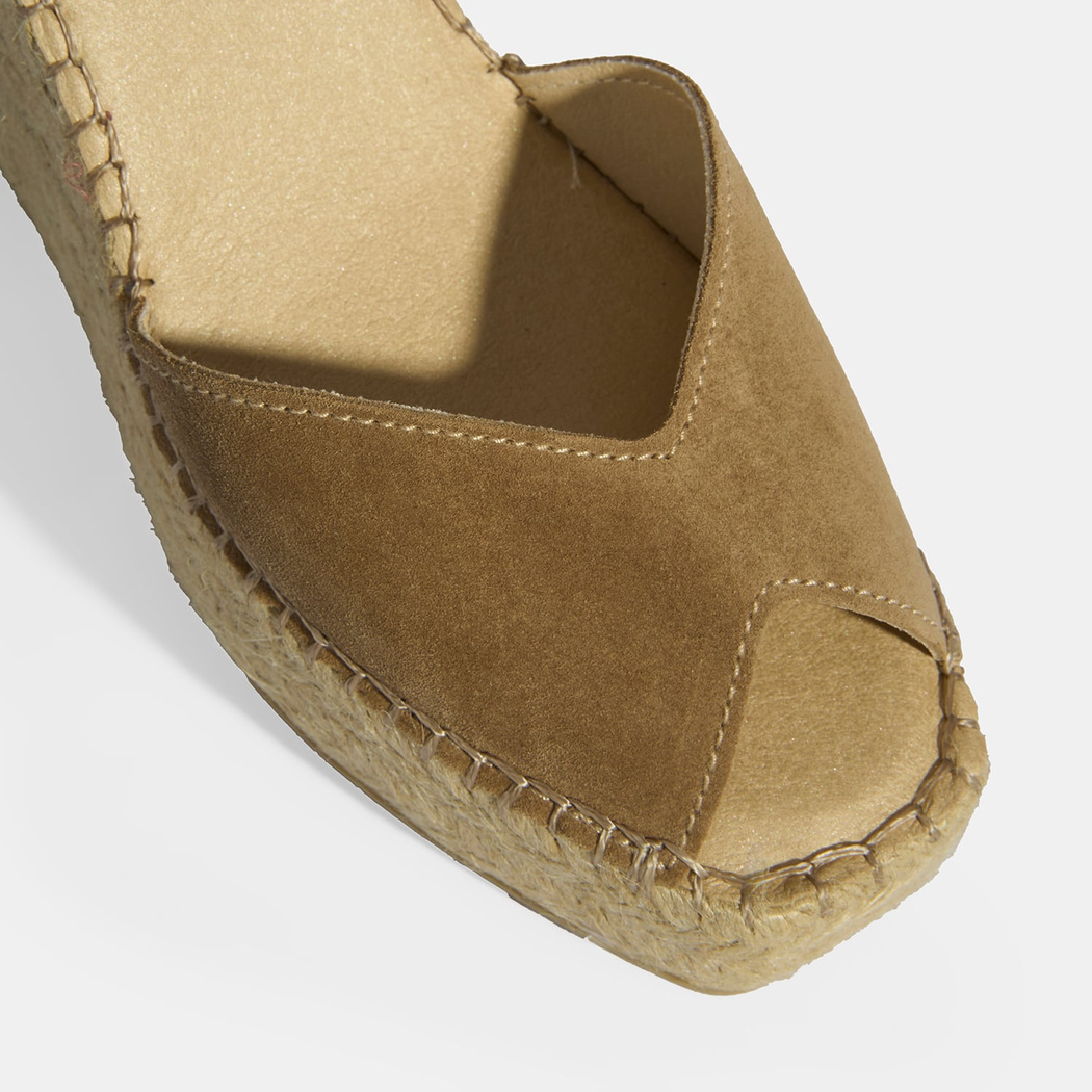 Bej Kadın Toka Detaylı Dolgu Topuklu Süet Espadril 