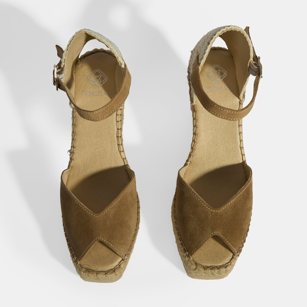 Bej Kadın Toka Detaylı Dolgu Topuklu Süet Espadril 