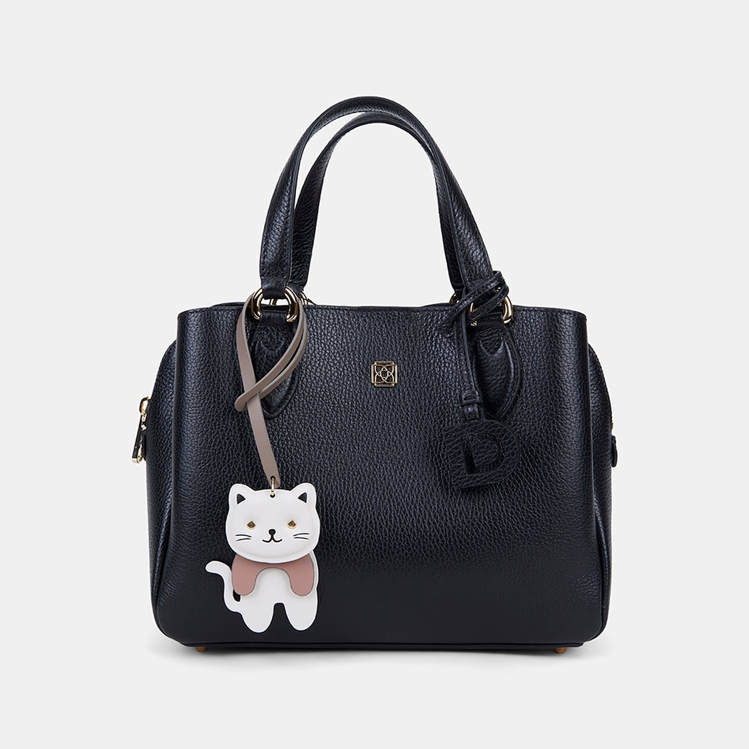 Bej Kedi Figürlü Deri Charm