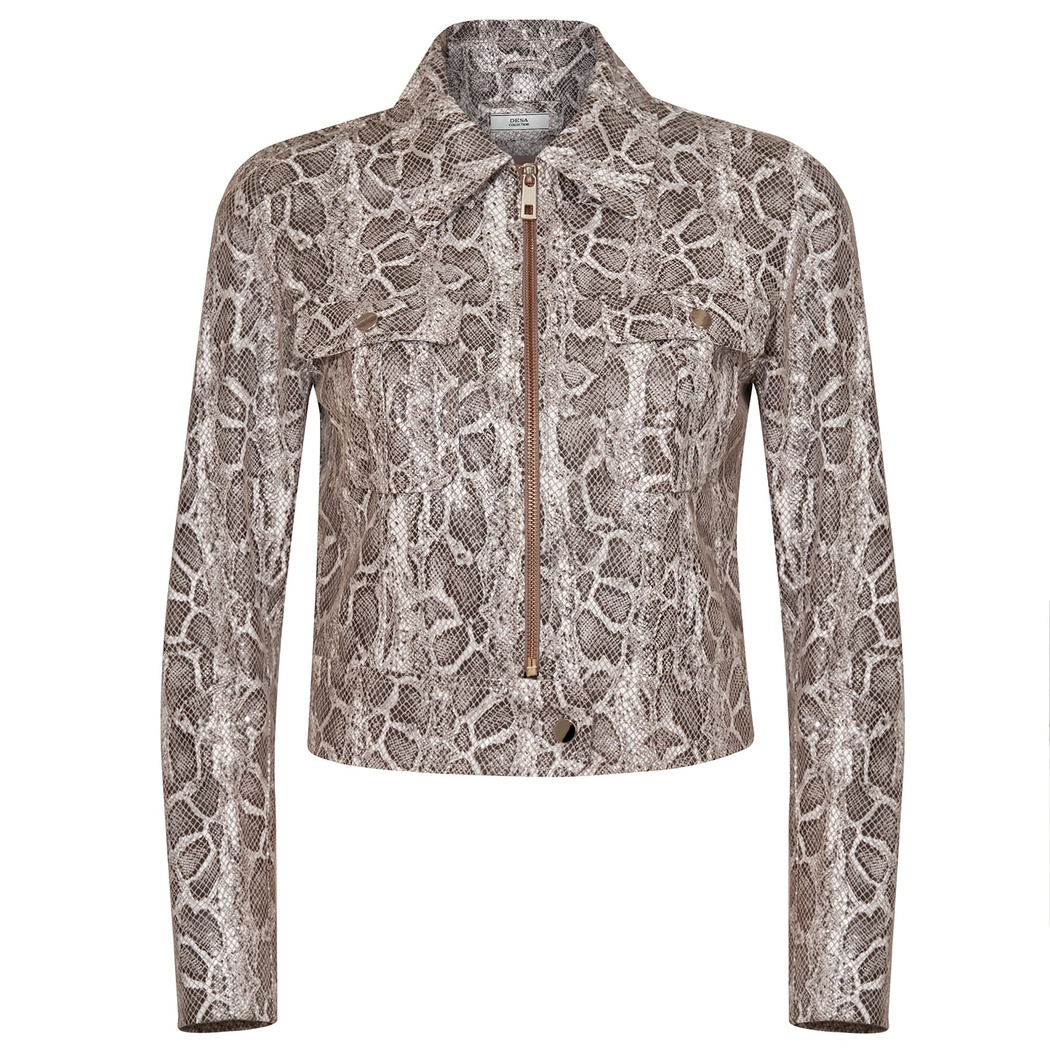 Bej Ninfe Kadın Deri Mont