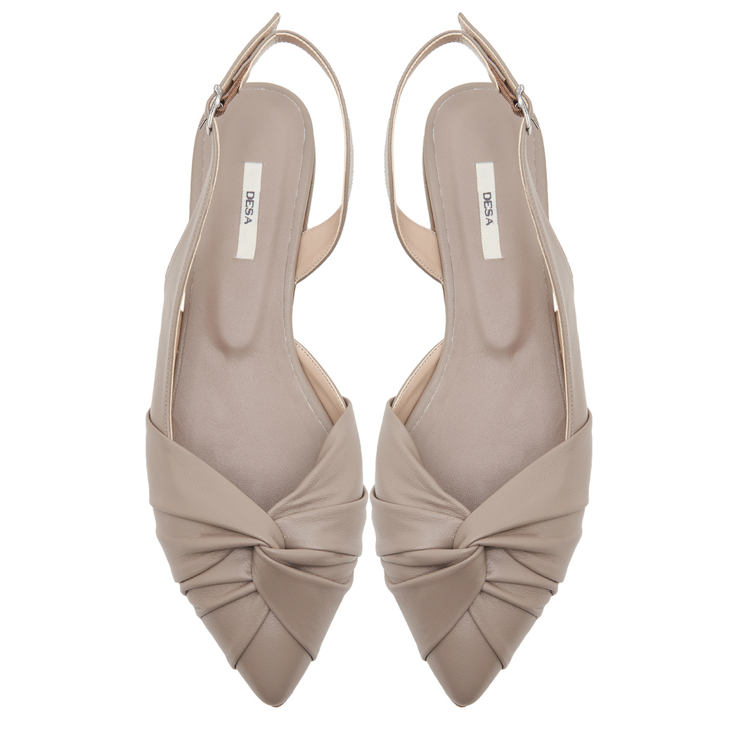 Bej Nodo Kadın Deri Babet