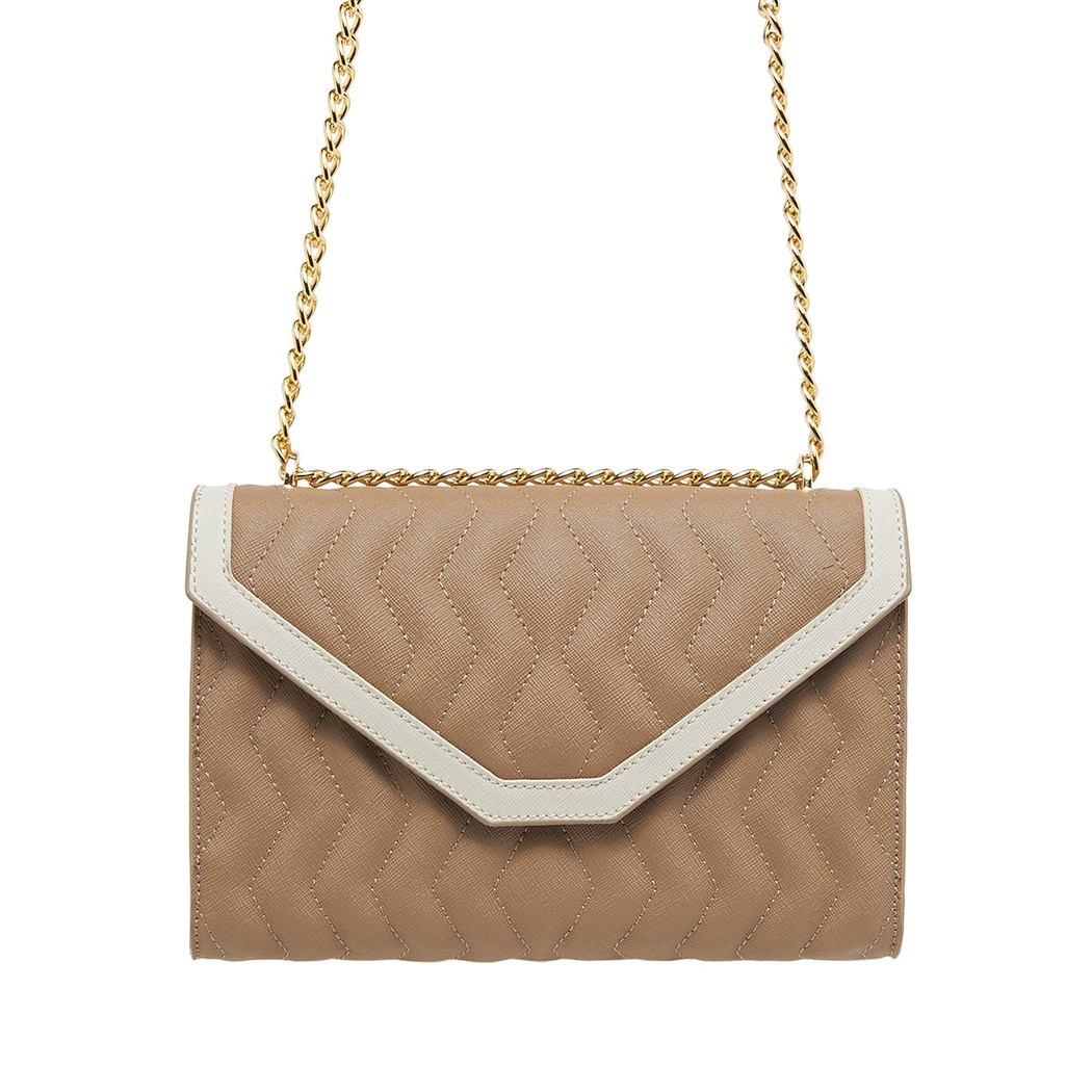 Bej Triana Zincir Detaylı Kadın Omuz Çantası