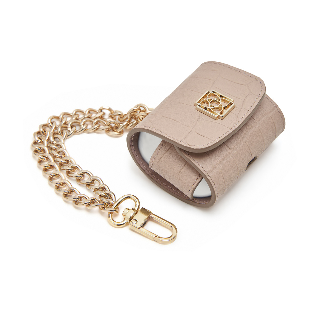 Bej Zincir Detaylı Deri Airpods Pro Kılıfı