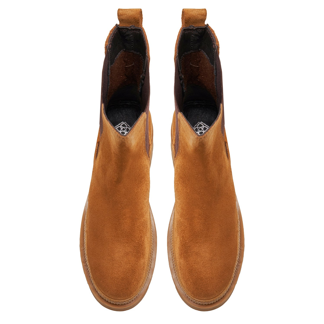 Bellisimo Taba Kadın Yandan Lastikli Süet Deri Chelsea Bot