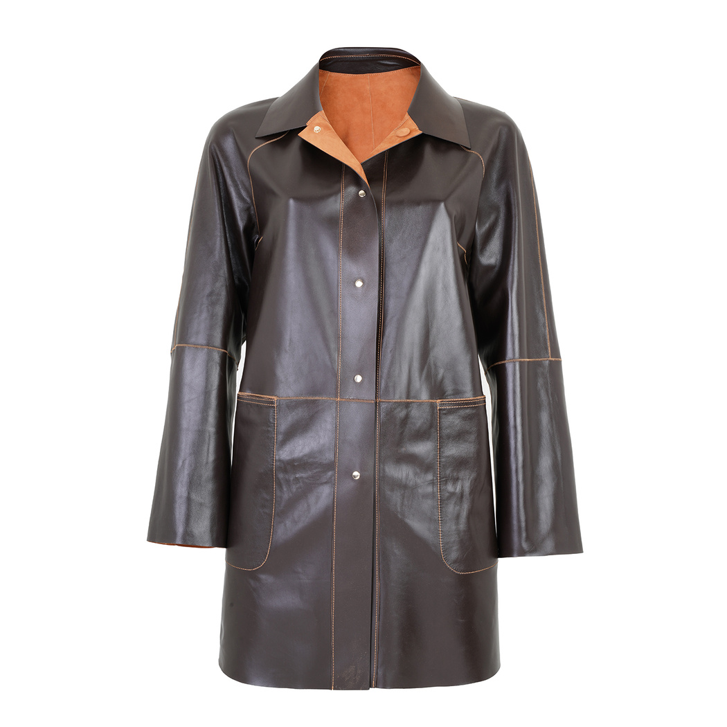 Bena Konyak Kadın Çift Taraflı Süet Deri Pardösü