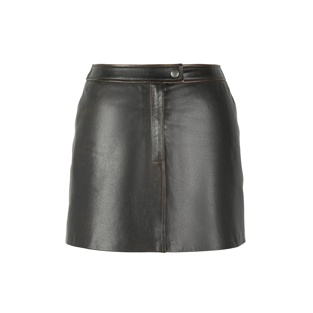 Beonica Siyah Kadın Vintage Deri Etek