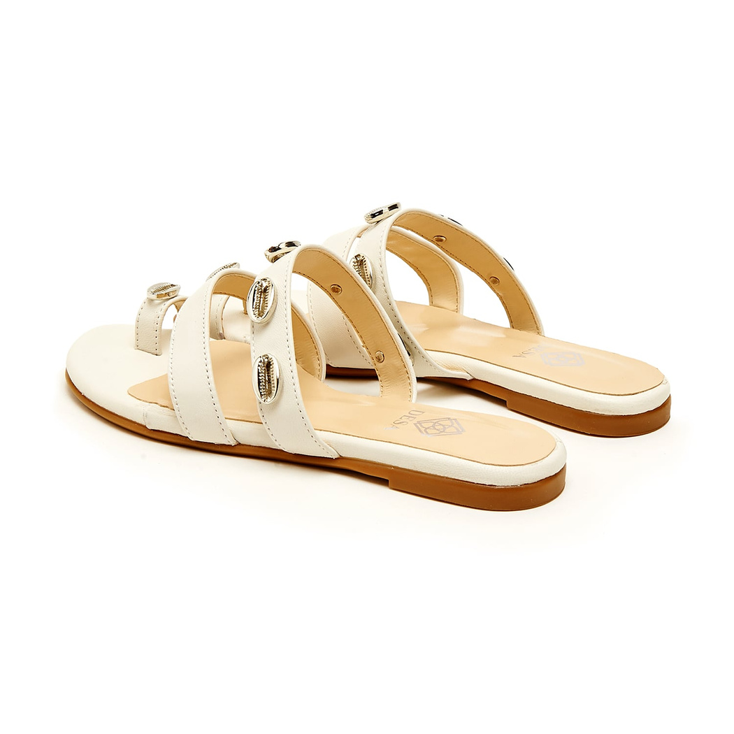 Beyaz Abigail Kadın Deri Terlik