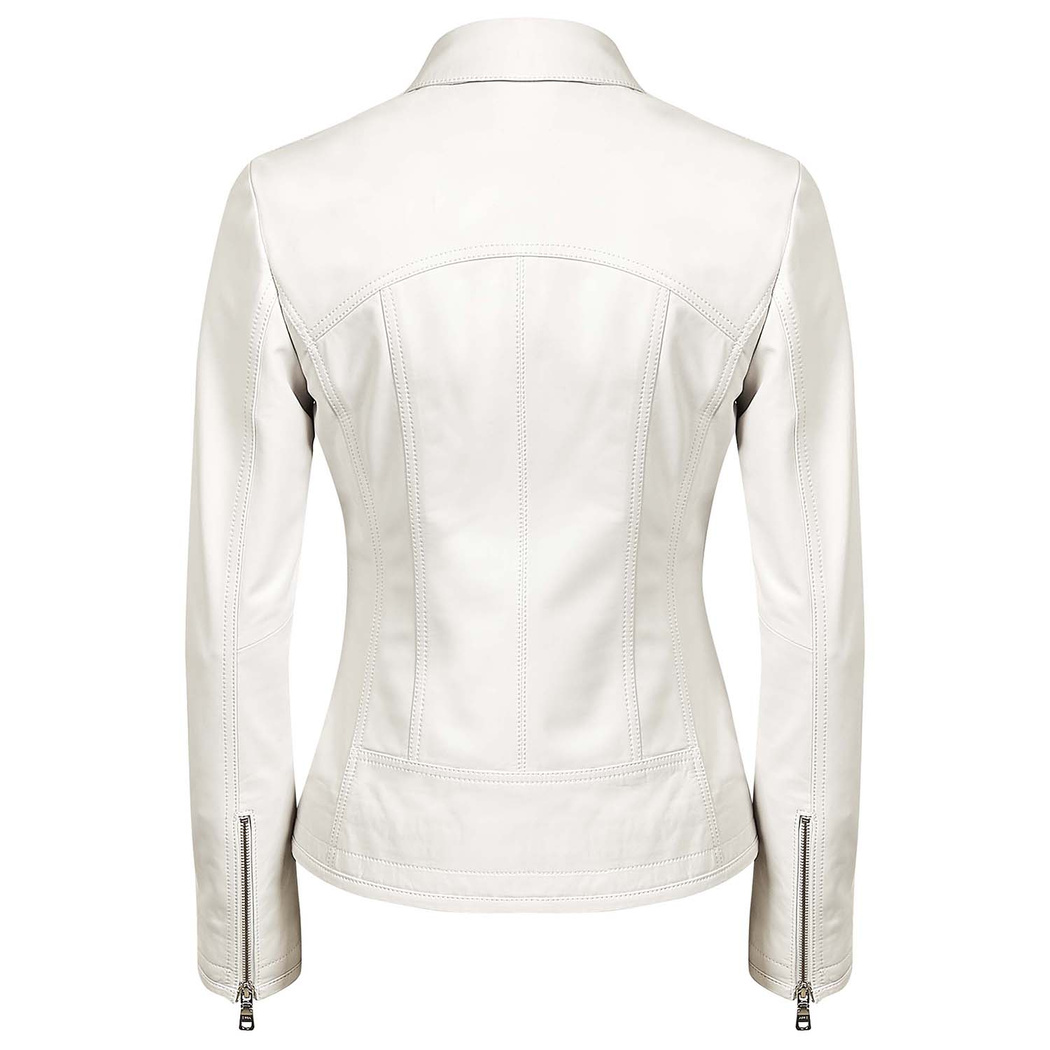 Beyaz Alda Kadın Deri Ceket