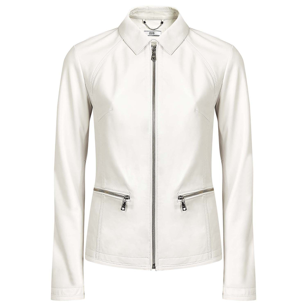 Beyaz Alda Kadın Deri Ceket