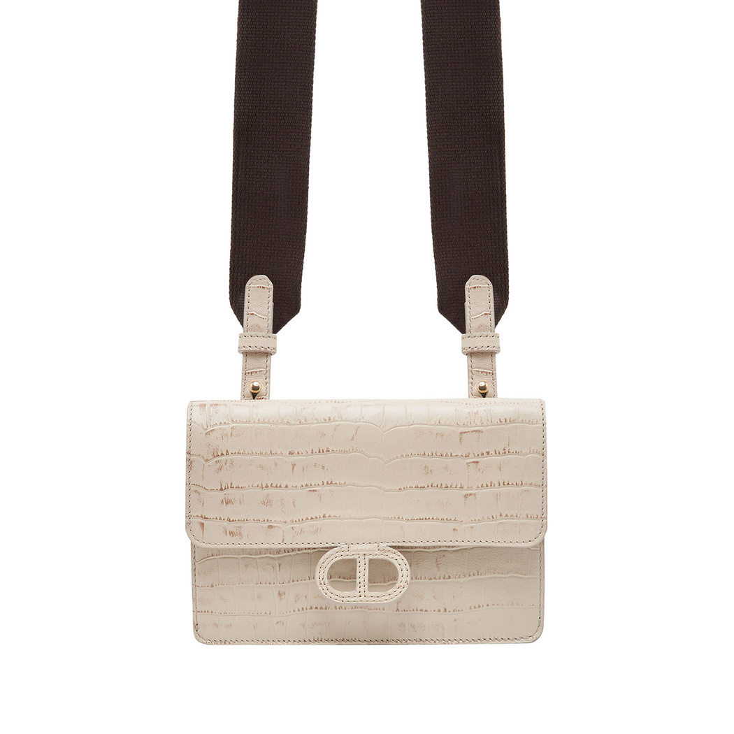 Beyaz Fels Kadın Deri Omuz Askılı Çanta