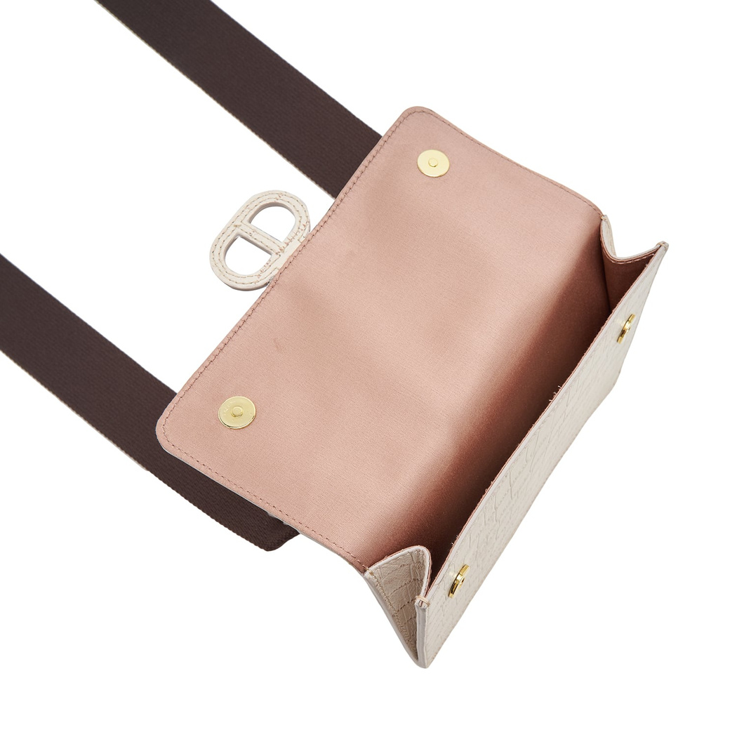 Beyaz Fels Kadın Deri Omuz Askılı Çanta