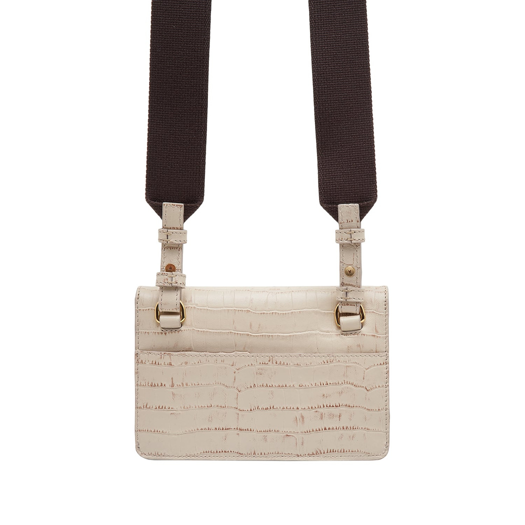 Beyaz Fels Kadın Deri Omuz Askılı Çanta