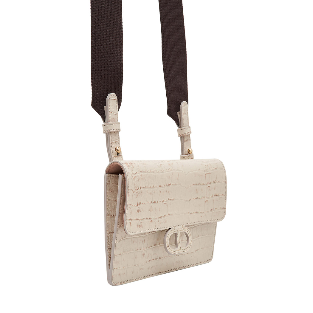 Beyaz Fels Kadın Deri Omuz Askılı Çanta