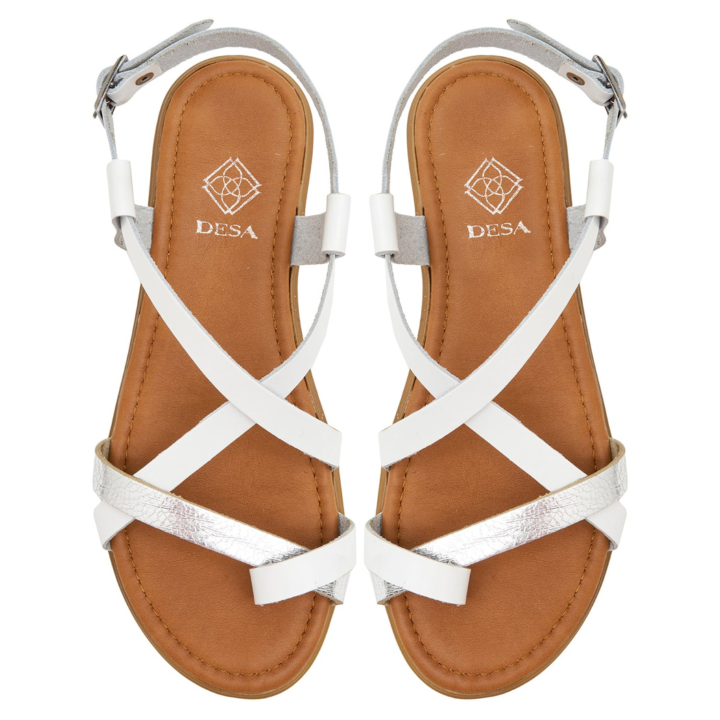 Beyaz Hesper Kadın Deri Sandalet