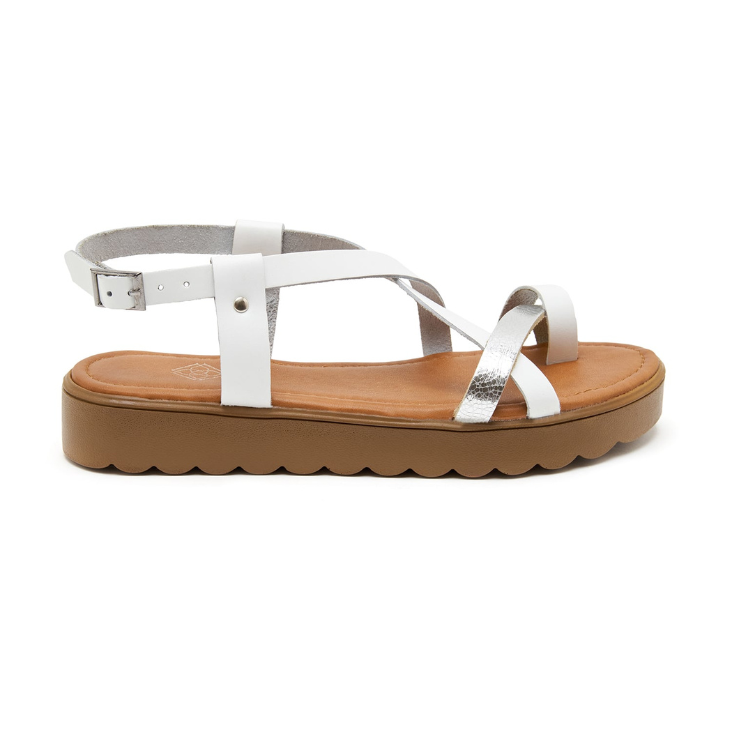 Beyaz Hesper Kadın Deri Sandalet