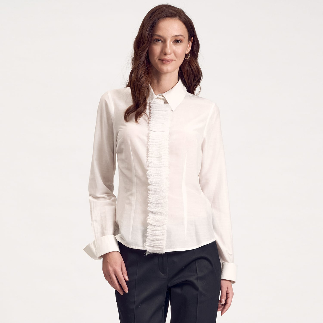 Beyaz Kadın Klasik Gömlek