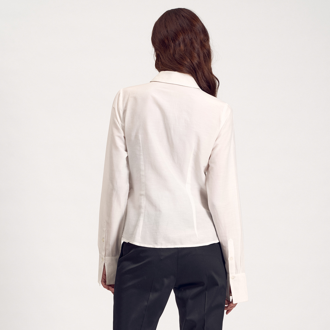 Beyaz Kadın Klasik Gömlek