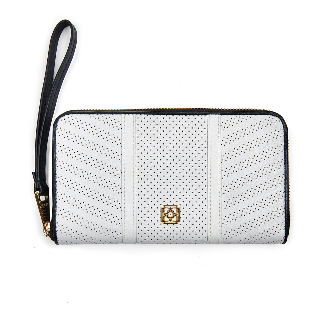 Beyaz Kadın Perfore Deri Cüzdan