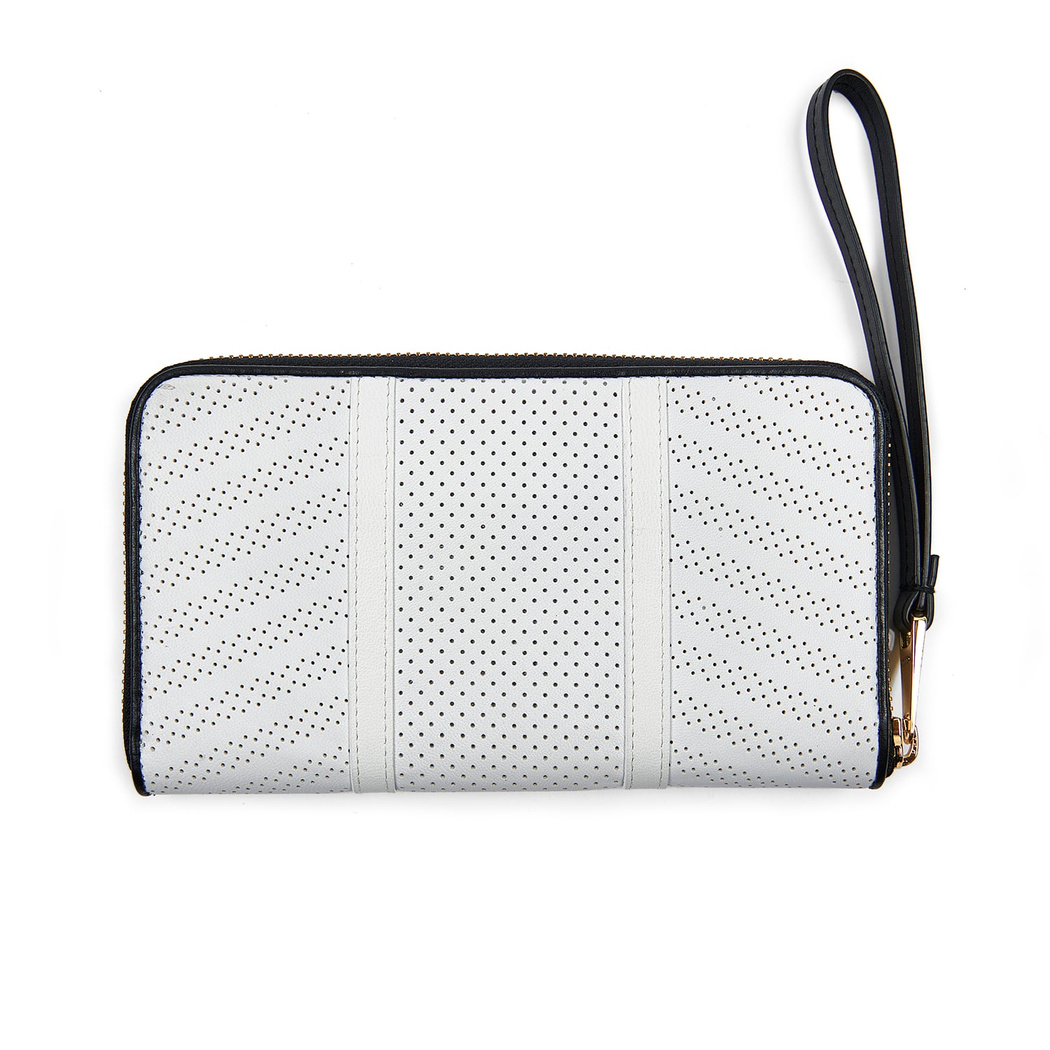 Beyaz Kadın Perfore Deri Cüzdan