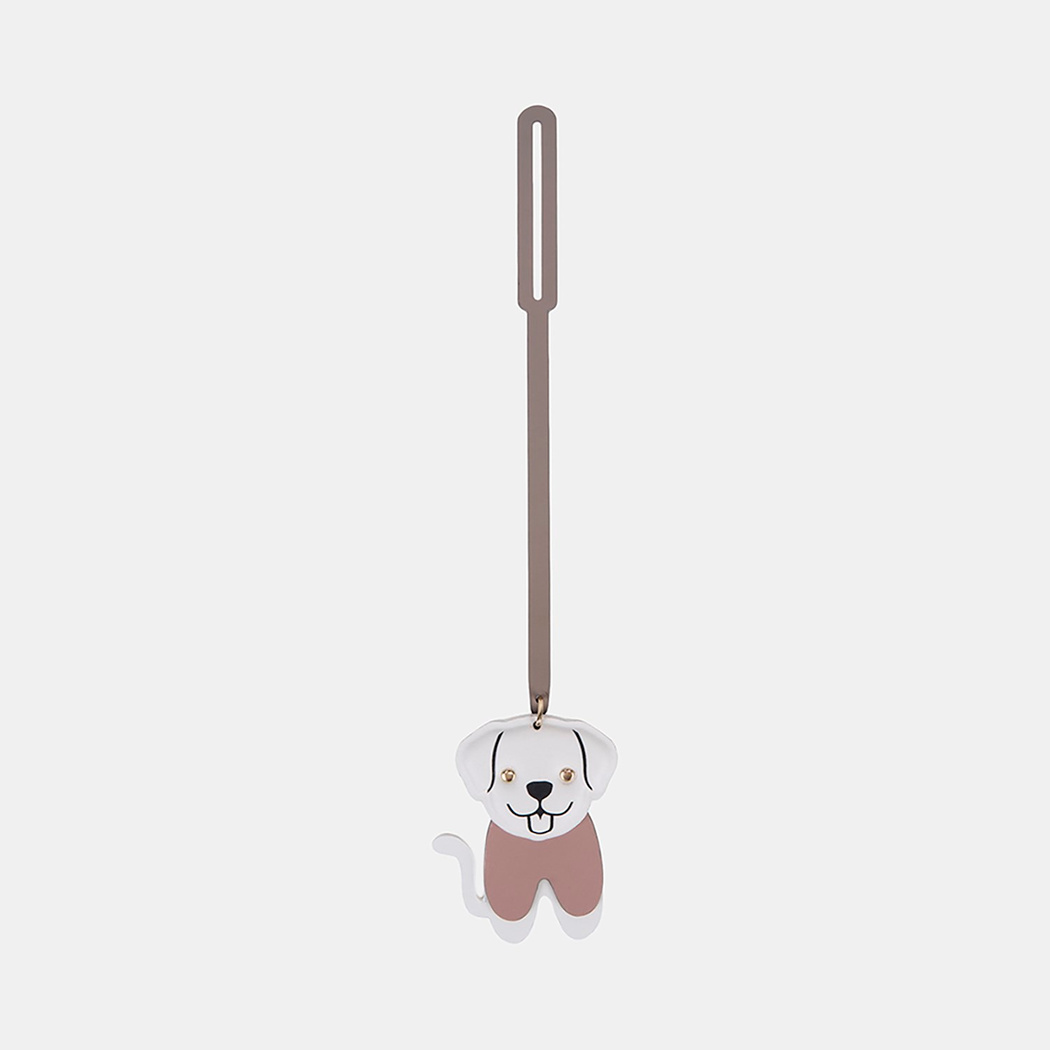 Beyaz Köpek Figürlü Deri Charm