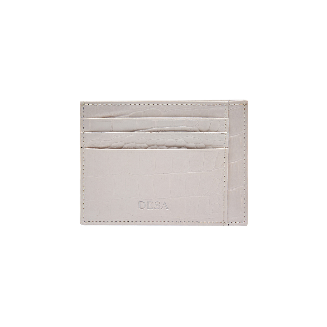 Beyaz Kroko Baskılı Deri Kartlık