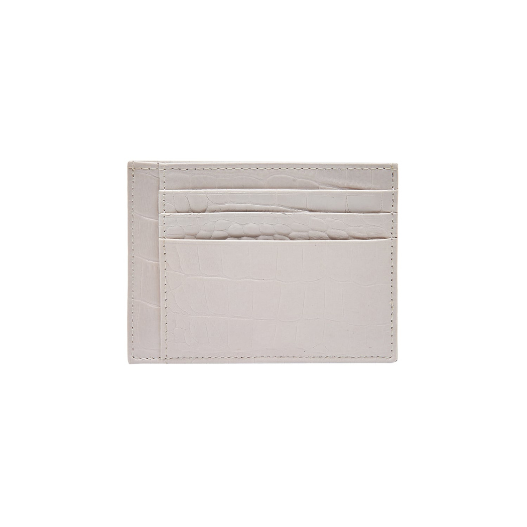 Beyaz Kroko Baskılı Deri Kartlık