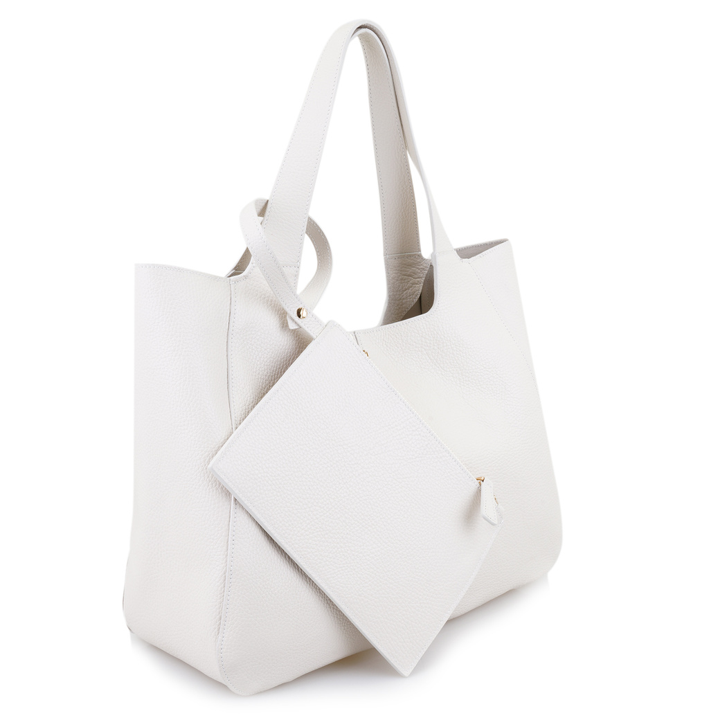 Beyaz Megan Kadın Deri Omuz Askılı Çanta