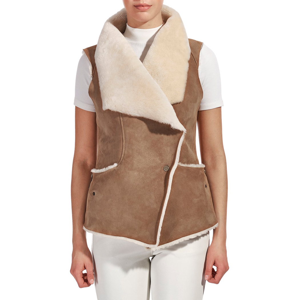 Beyaz Valeria Kadın Kürk Yelek