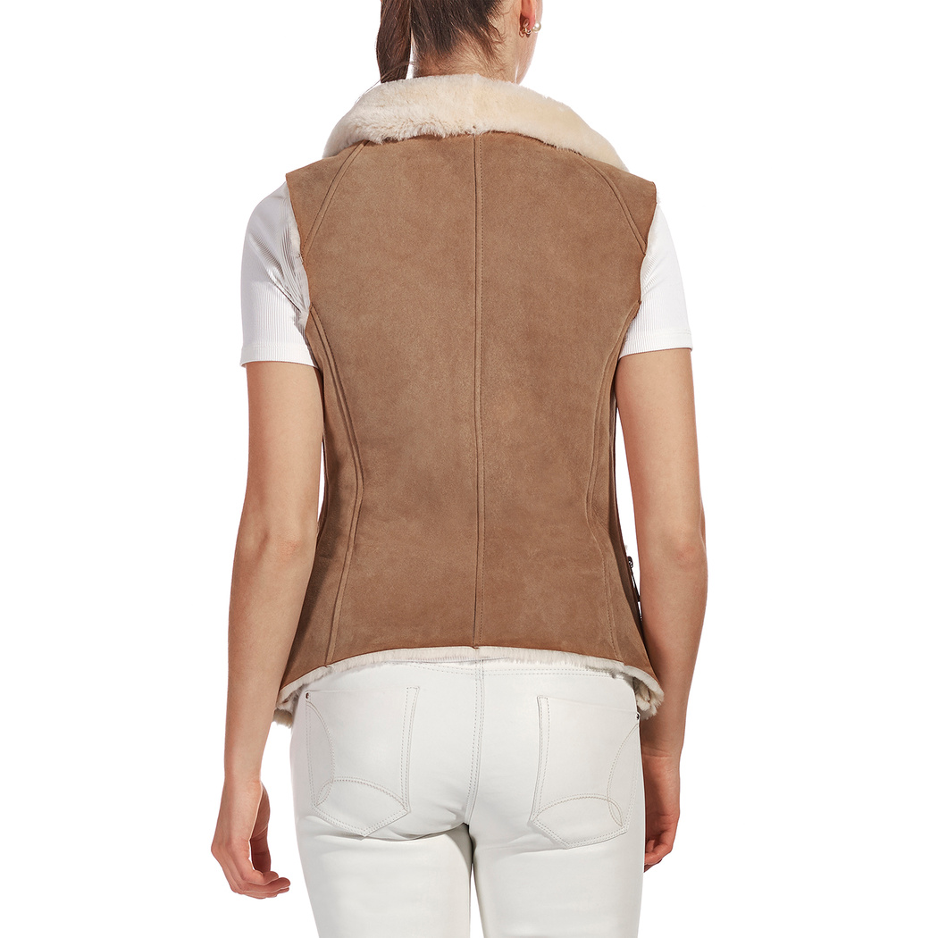 Beyaz Valeria Kadın Kürk Yelek